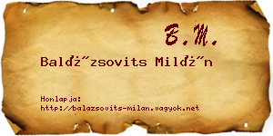 Balázsovits Milán névjegykártya