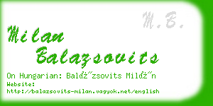 milan balazsovits business card